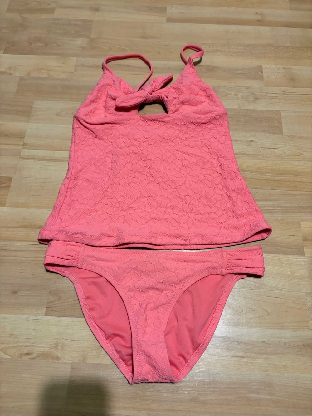 Jessica Simpson Pink Tankini Set with Knot Front Small